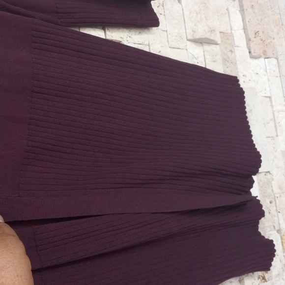 Burgundy Ann Taylor Mixed Gauge Open Front Cardigan Sweater Women's Size M - Picture 4 of 12